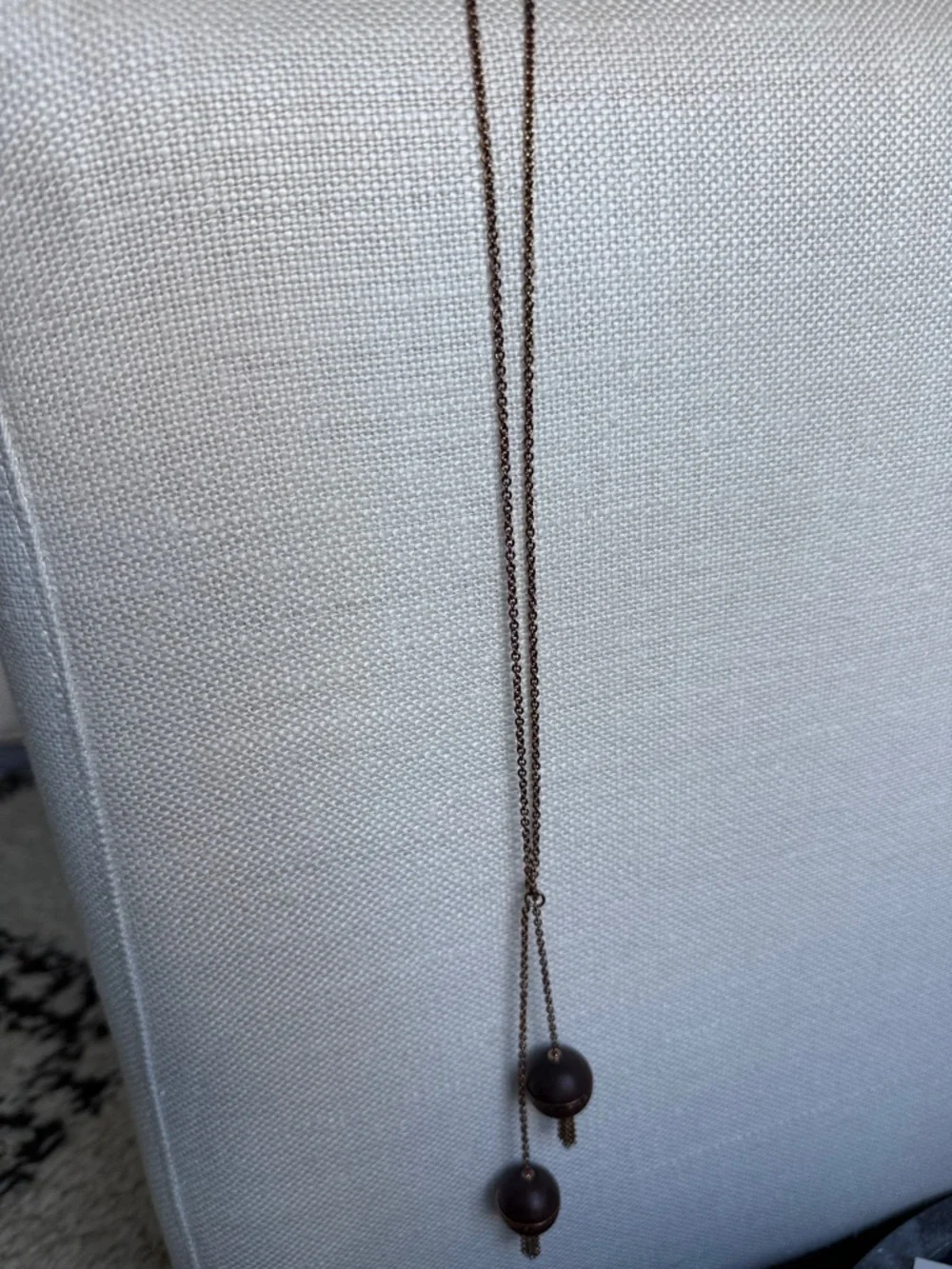 Marc by Marc Jacobs Long Rose Gold and Wood Tassel Necklace